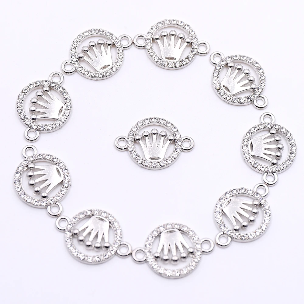 

Wholesale Silver Crown Rhinestone Connectors Charms for Bracelets Making DIY Novelty Jewelry Accessories for sale Free Shipping
