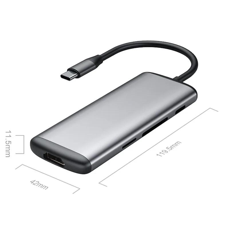Xiaomi mijia hagios 6 в 1 type-c к HDMI USB 3,0 устройство для чтения карт SD TF PD зарядный адаптер концентратор для iPhone мобильного телефона - Цвет: Black