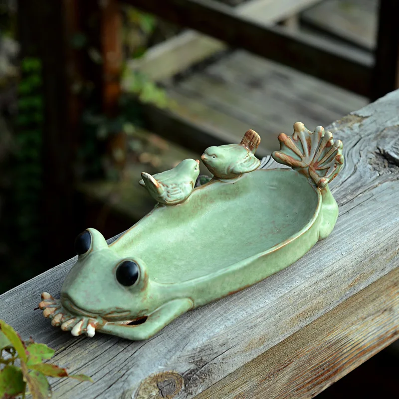 Garden style frog meat flowerpot ceramic crafts for bird feeder office fruit tray home decoration wedding