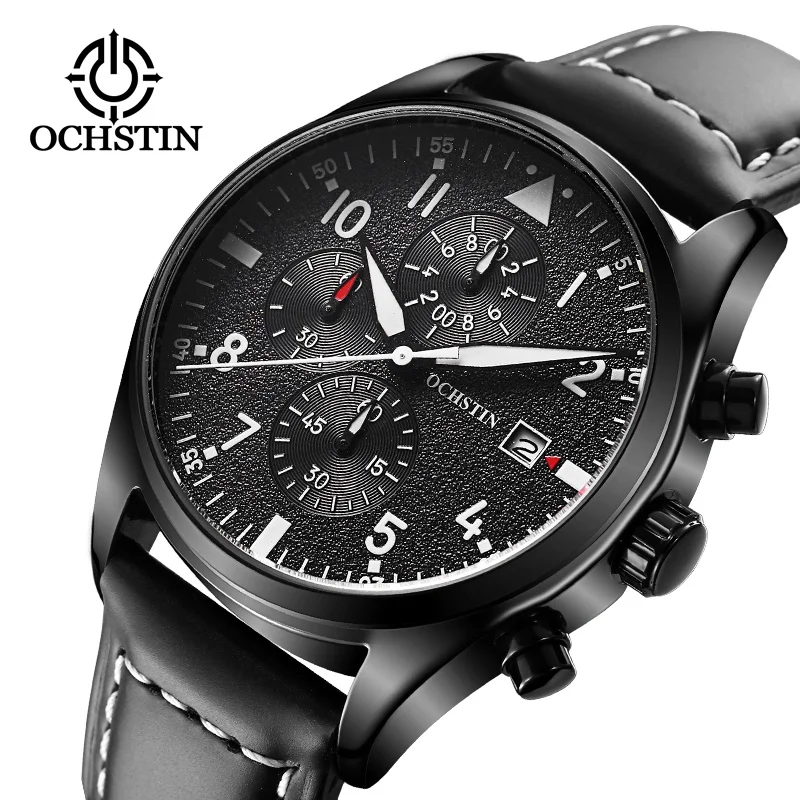 

Fashion OCHSTIN Brand Multifunction Sport Leather Watches Men Casual Business Wristwatches Male Sports Waterproof Quartz Watch