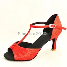 Красные блестки для девушек, Бальные, латинские танцы Самба Сальса Ceroc Танго танцевальная обувь всех размеров