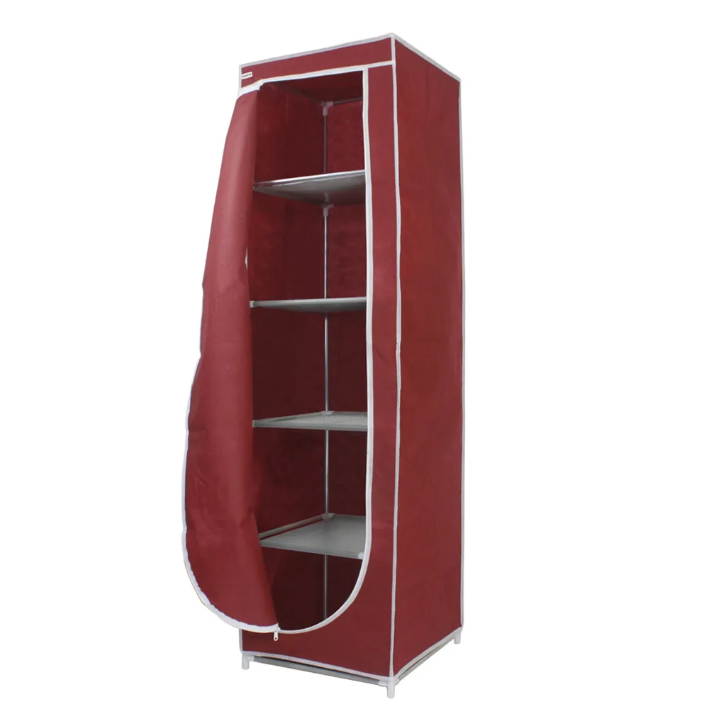 Finether Tall 5 Narrow shelf Storage Unit,Portable Closet Storage Organizer Clothes Wardrobe-Red0