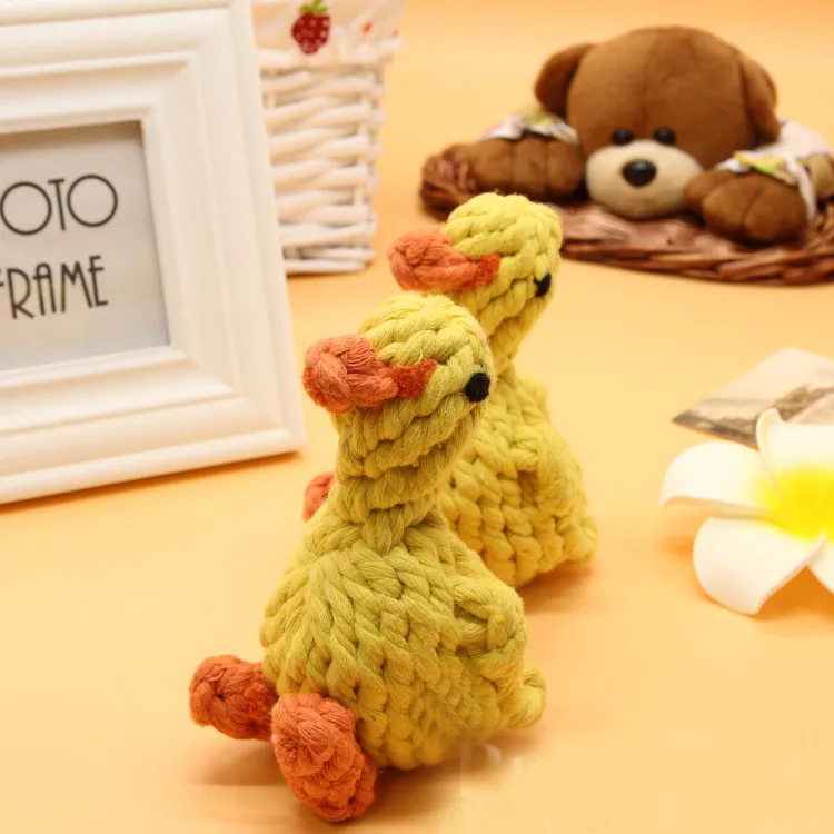 TATA Wholesale Cute Duck Shape Cartoon Knot Dog Chew Toys Pet Puppy Rope Dogs Cotton Ball Play Free Shipping | Дом и сад