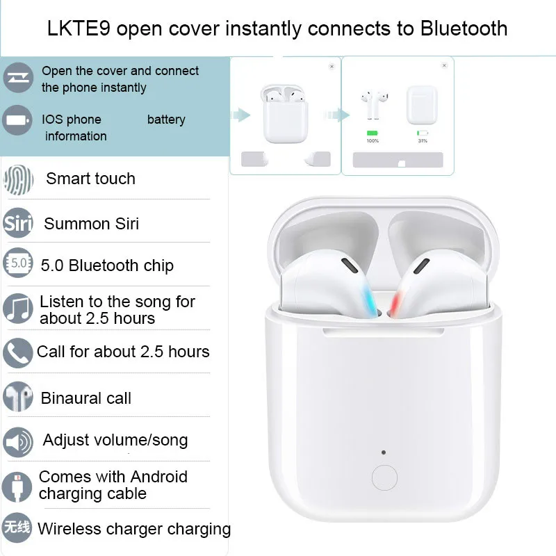 LK-TE9 Pro Bluetooth headphones 1:1 Airpods pop-up-window HIFI Sound wireless earphones pk i10 i11 i12 i13 i14 xiaomi airdots LK-TE9 Pro Bluetooth headphones 1:1 Airpods pop-up-window HIFI Sound wireless earphones pk i10 i11 i12 i13 i14 xiaomi airdots