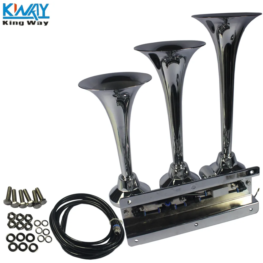 Тройная труба King Way- LOUD 152DB звуковой сигнал поезда металлическая хромированная