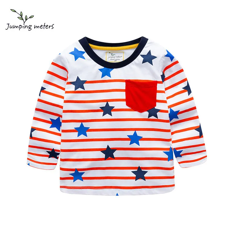 

JUMPING METERS New Cotton Cartoon Children's Clothing Children's Round Neck Long-sleeved T-shirt Tide Fan Bottoming Shirt 2019
