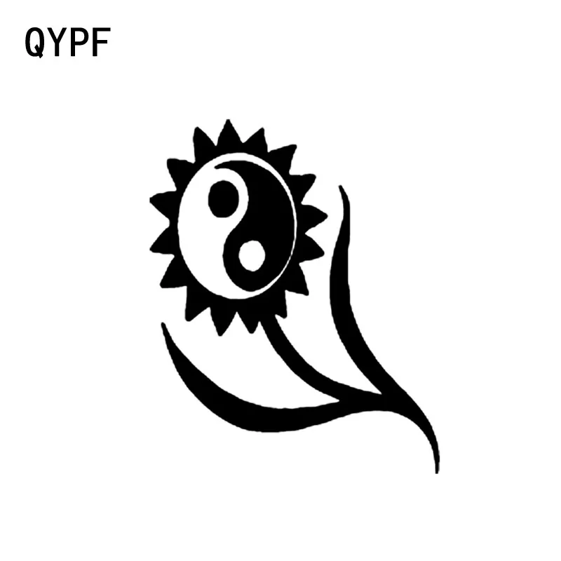 

QYPF 10.4CM*12.7CM Sun Flower Yin Yang Vinyl Black silver Car Motorcycle Sticker Decal C17-000138