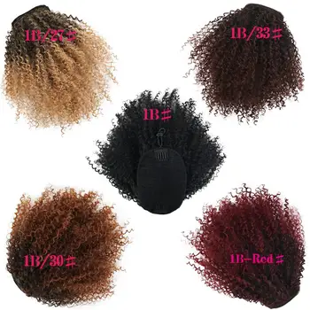 Deyngs Draw string Puff Afro Kinky Curly ponytail African American Short Wrap Synthetic clip in ponytail Hair Extensions 8inch 4