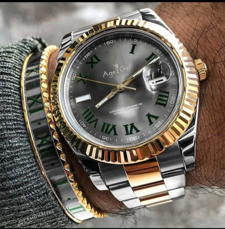 

Luxury Brand New Men Automatic Mechanical Watch Datejust Stainless Steel Sapphire Silver Gold Green Dial Grey Watches 41mm AAA+
