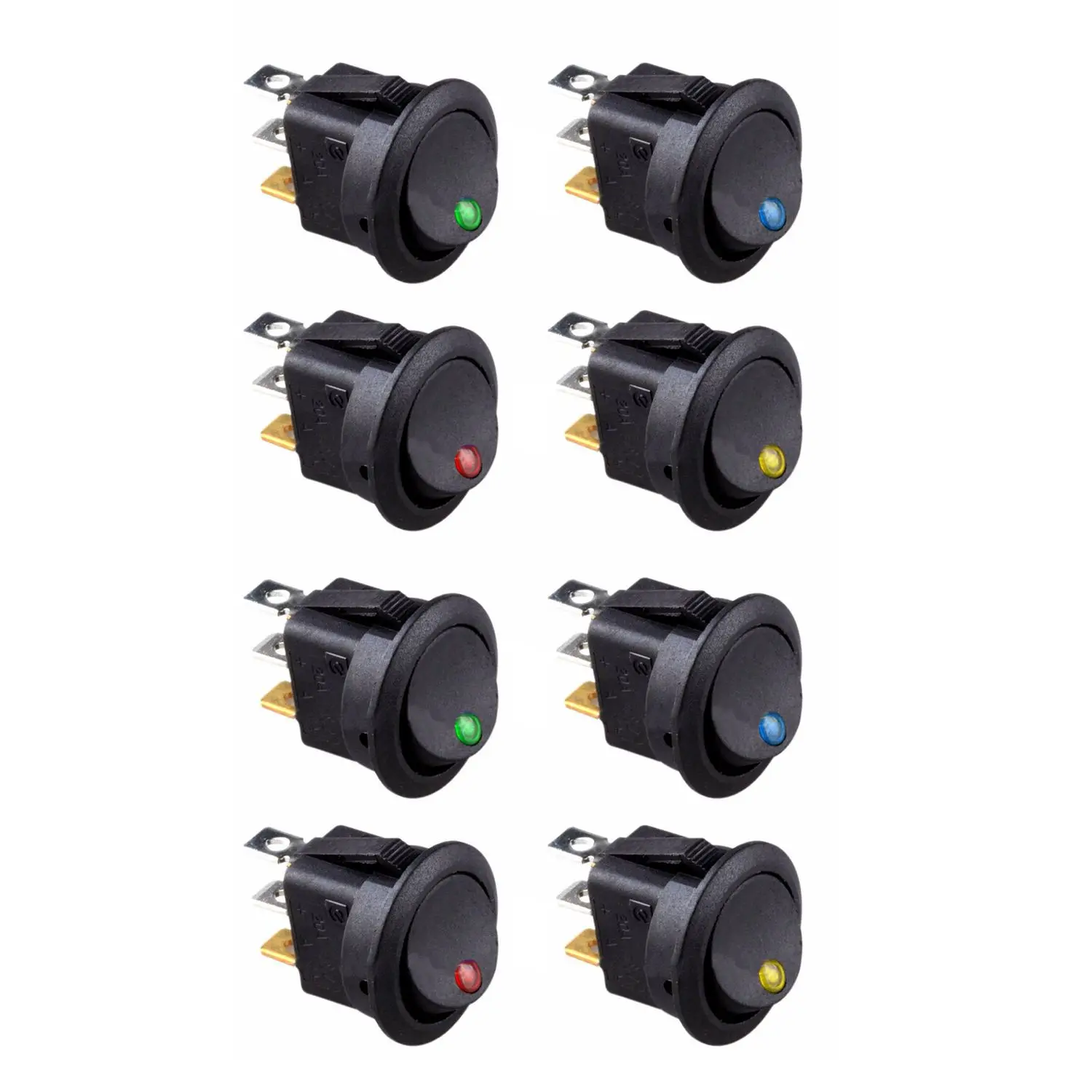 

8PCS LED Dot Light 12V Car Auto Boat Round Rocker ON/OFF TOGGLE SPST SWITCH