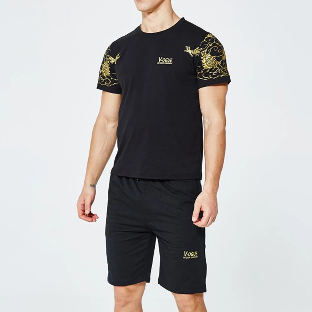 80% OFF Fashion Streetwear Sportsuit and Tee Shirt Set Mens T Shirt Shorts + Short Pants Men Summer Tracksuit Men Casual vetement homme