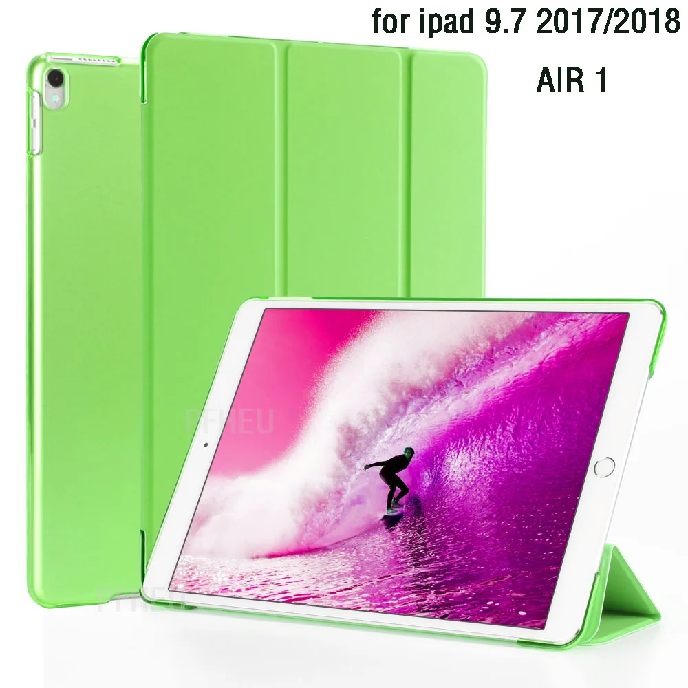 Чехол PFHEU для нового iPad 9,7-6 для Air 1 с магнитом для пробуждения сна, Ультратонкий кожаный чехол для планшета 1: 1 - Цвет: Green