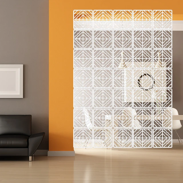 12pcs 29x29cm schermi sospesi soggiorno divisori pannelli divisori arte  della parete decorazione della casa fai da te adesivo da parete in  legno-plastica bianco - AliExpress