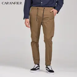 CARANFIER осень Для мужчин Повседневное брюки стрейч Jogger брюки мужской моды кулиска на талии спортивные брюки-карандаш хлопок Костюмы человек