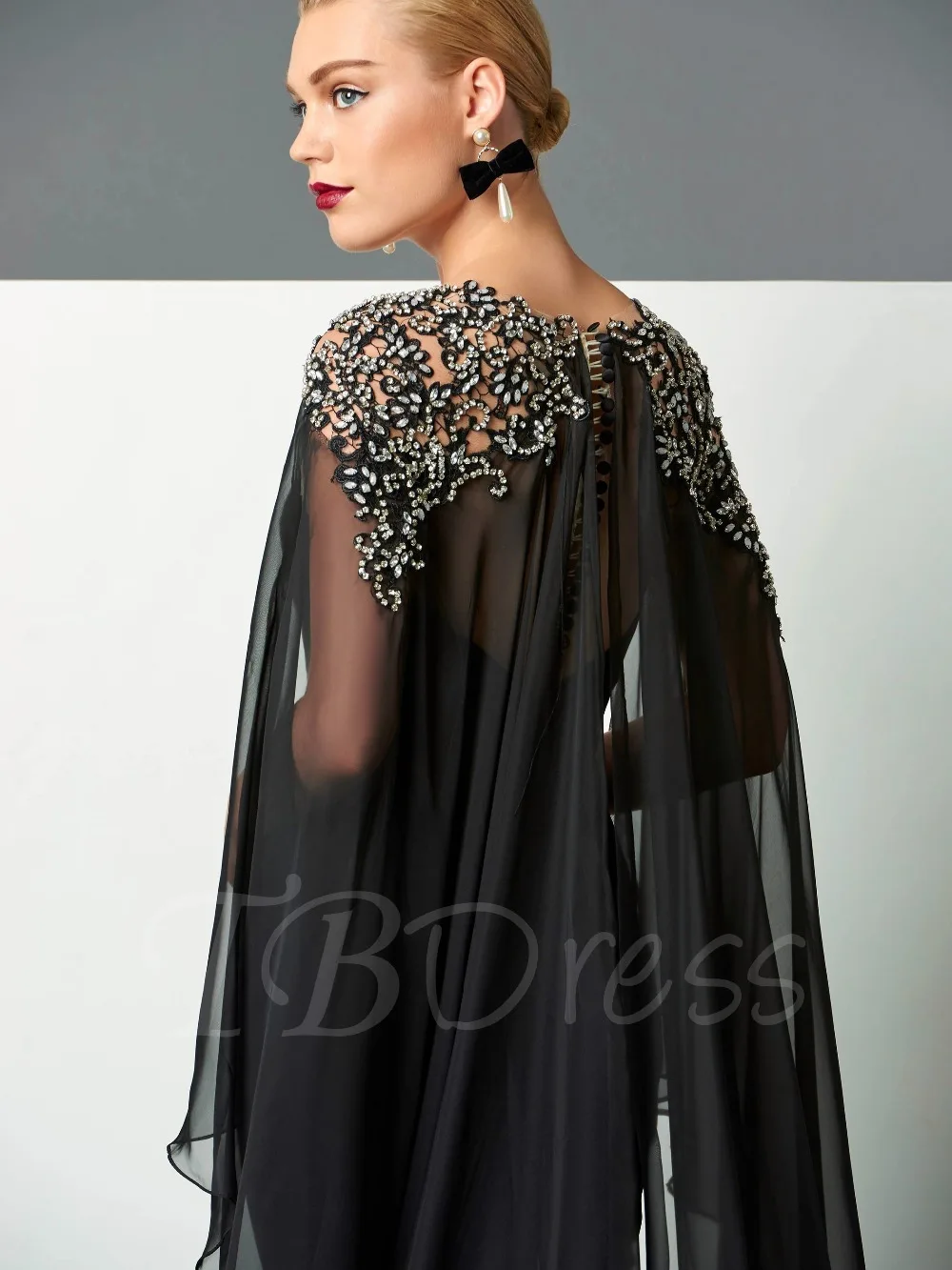 black chiffon jacket evening wear