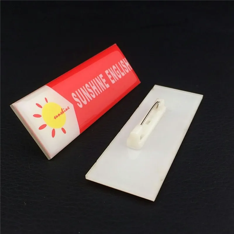 Buy 10pcs/lot safety pin badge holder custom logo reusable staff name badges