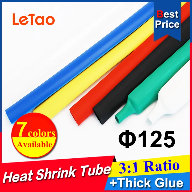 

1.22Meter/lot 125mm Heat shrink Tube 3:1 Dual Wall Heatshink Tubing with Glue Adhesive Lined Wrap Wire kit Pls use by Heat Gun
