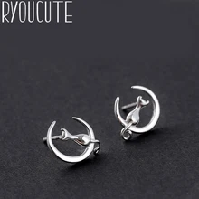 Модные 925 пробы серебряные серьги с лунным котом для женщин, свадебные корейские серьги для девочек, серьги-подвески Brincos, массивные ювелирные изделия