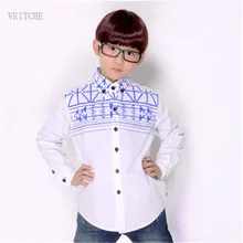 Детская одежда новая модная весенняя Мужская рубашка с длинными рукавами и принтом для мальчиков повседневные рубашки из хлопка для маленьких детей ростом 100-160 см