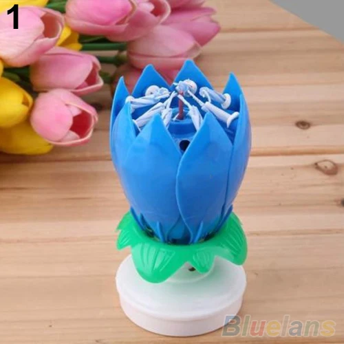NEW Romantic Musical Lotus Flower Rotating Happy Birthday Party Gift Candle Lights | Дом и сад