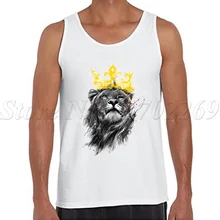 Винтажный стиль Мужские майки лев Король крутой Жилет Модная одежда для бодибилдинга хипстер Фитнес рубашка мужская майка