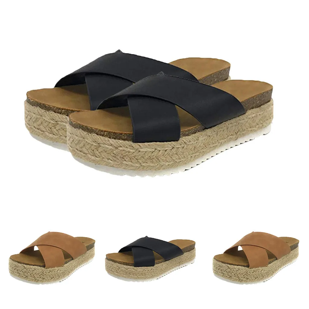 

YOUYEDIAN 2019 New arrival Casual simple Women Slippers Rubber Sole Flatform Beach Shoes Summers Open Toe Sandals chinelo