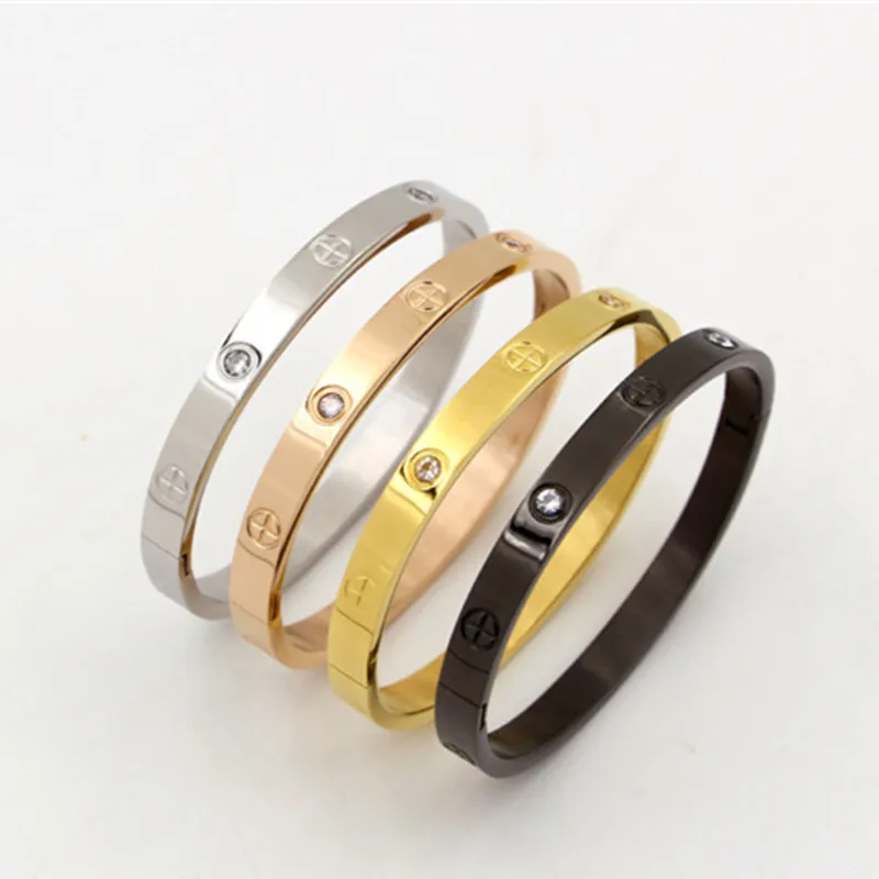 Fashion Jewelry Lover Couple Bracelet Stainless Steel Gold Color Cross Screw Bracelets & Bangles For Men Women Jewelry B008-1 bangle bracelet stainless steel bracelet