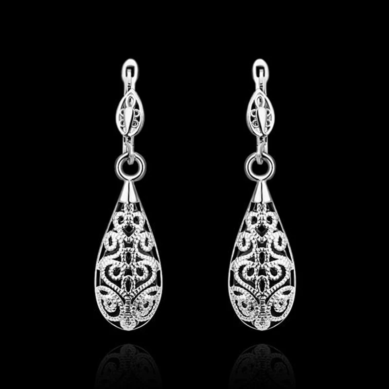

Fashion Women Earring 925 Sterling Silver Hollow Victorian Drop Earring Vintage Silver Water Dangle Earring Jewelry Gift BH