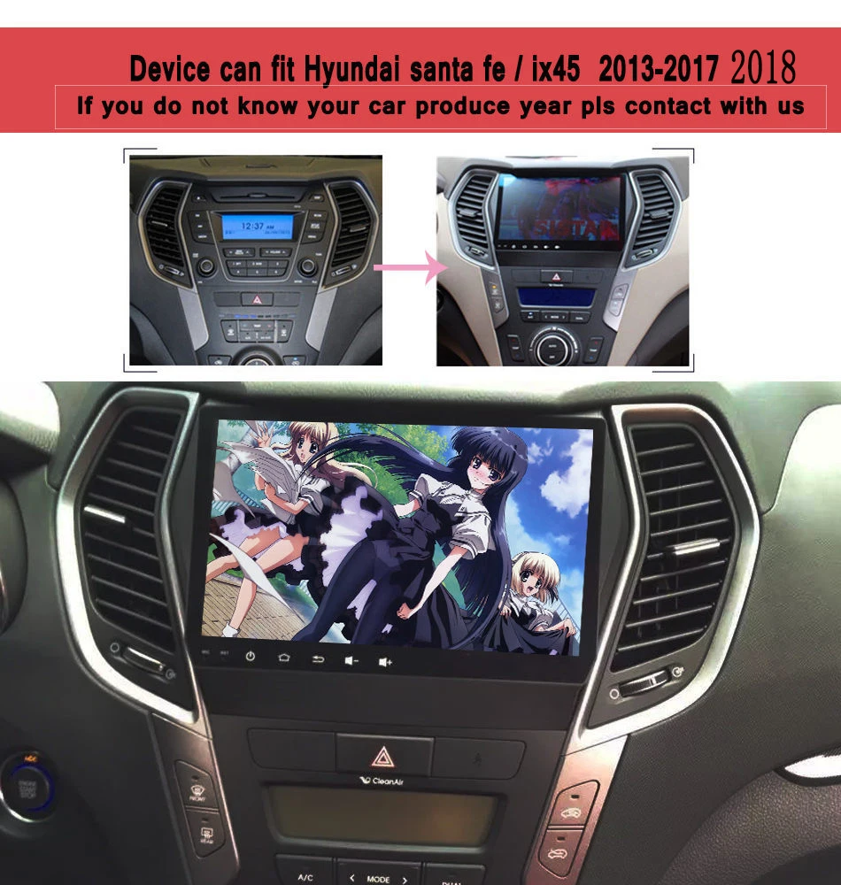 Excellent Octa Core 4G RAM Android 9.0 car dvd player for HYUNDAI IX45 Hyundai Santa Fe 2013 2014 2015 car radio in dash 2 din Head unit 1