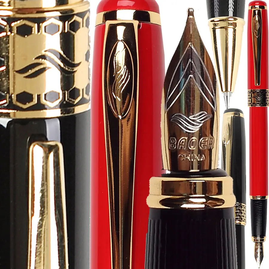 

3 pcs/lot set of 1 Curved Nib Fountain pen + 1 Straight Nib Fountain pen + 1 Roller pen BAOER 68 with free ink Free Shipping