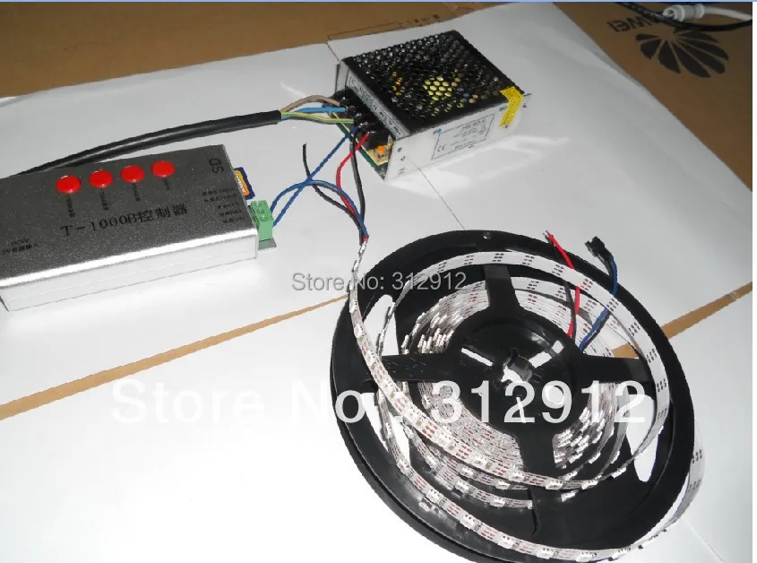 

4m DC5V 60pixels ws2811 built-in led digital strip+SD card controller+ 60W power supply;white PCB,non-waterproof