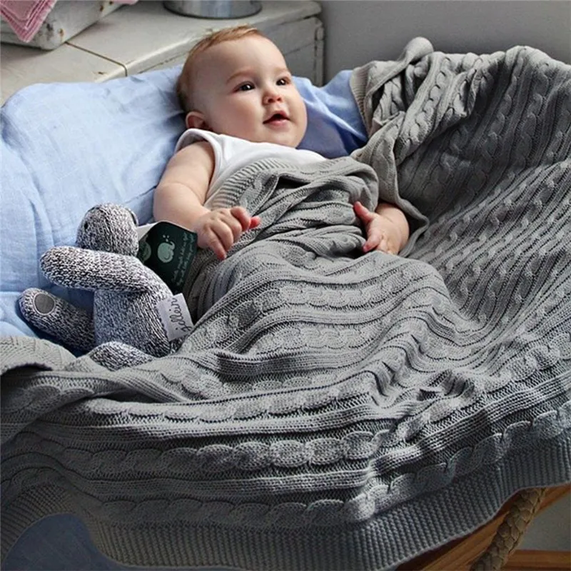 

Baby Sleeping Blanket & Swaddling Newborn Soft Knitted Blanket Solid Bedding Qulit Set Crib Stroller Cover 80*100cm