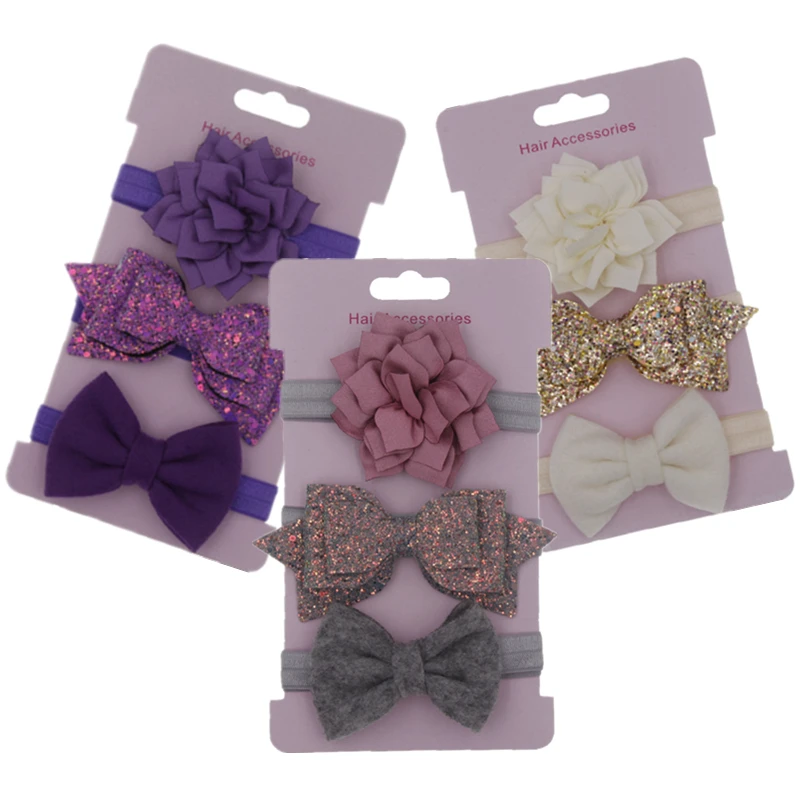 

3pcs/set Elastic Flower Headbands for Baby Girls Hair Accessories Baby Girls Bows Nylon Turban Skinny Stretchy Rubber Hair band