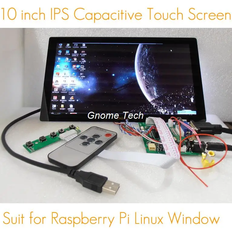 10 inch 1366x768 IPS Capacitive Touch Screen Raspberry Pi 3 Kit Monitor ...