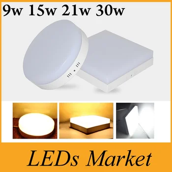 

New Surface mounted 9w 15w 21w 30w AC110-240V led downlight panel light 2835SMD Ceiling hallway Down lamp CE UL