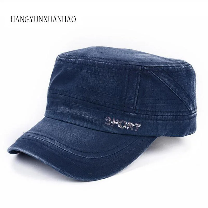 

Cotton Denim Flat Cap Men Summer Washed Baseball Cap Army Dad Hat Snapback Bone Male Retro Casual Cotton Trucker Sun Hats