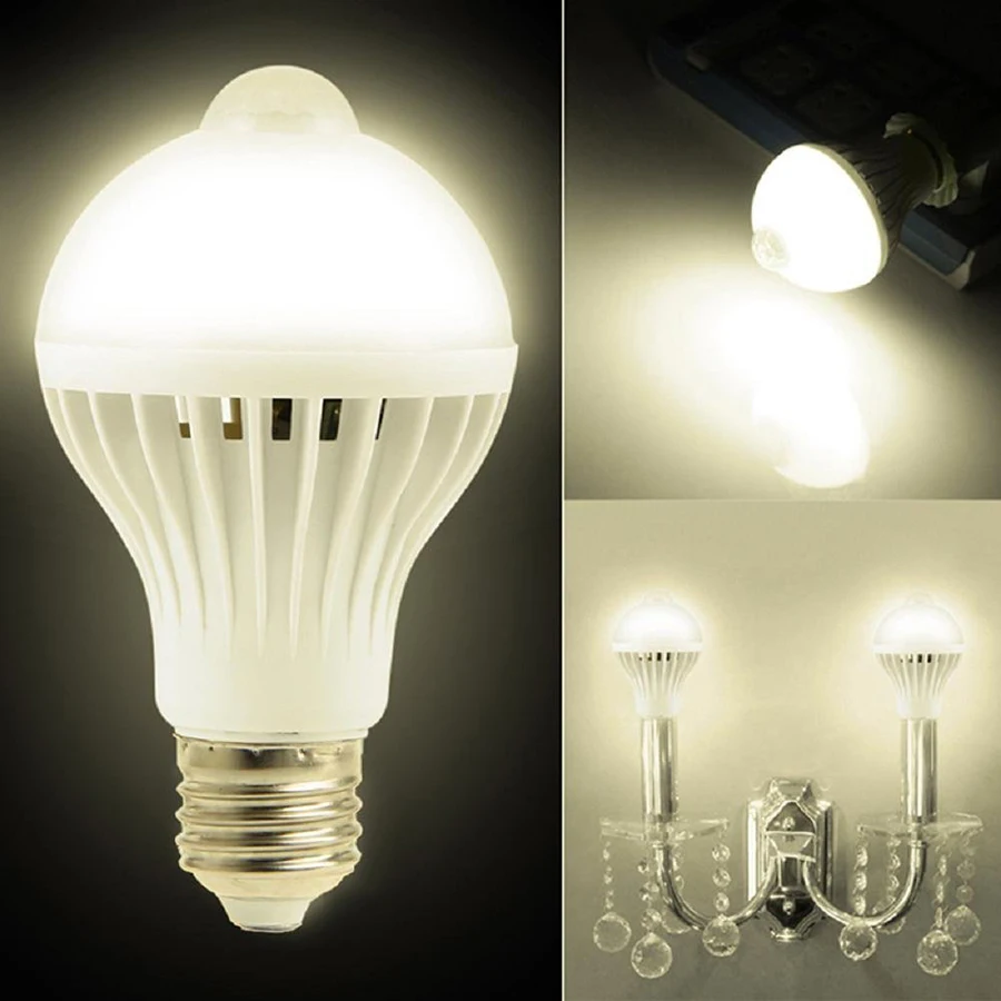 

AC 220V E27 5W 7W 9W LED PIR Motion Sensor light bulb for living room Toilet kitchen home lighting Energy Saving lamp cold white