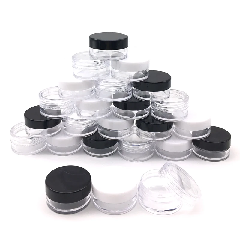 

500pcs Empty Plastic Cosmetic Makeup Jar Pots 2g/3g/5g/10g/15g/20g Sample Bottles Eyeshadow Cream Lip Balm Container Storage Box