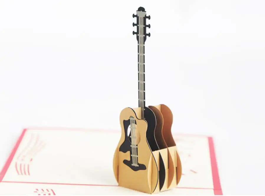 

10pcs 3D Creative Guitar Music Handmade Kirigami Origami Wedding Party Invitation Cards Greeding Birthday Card Postcard