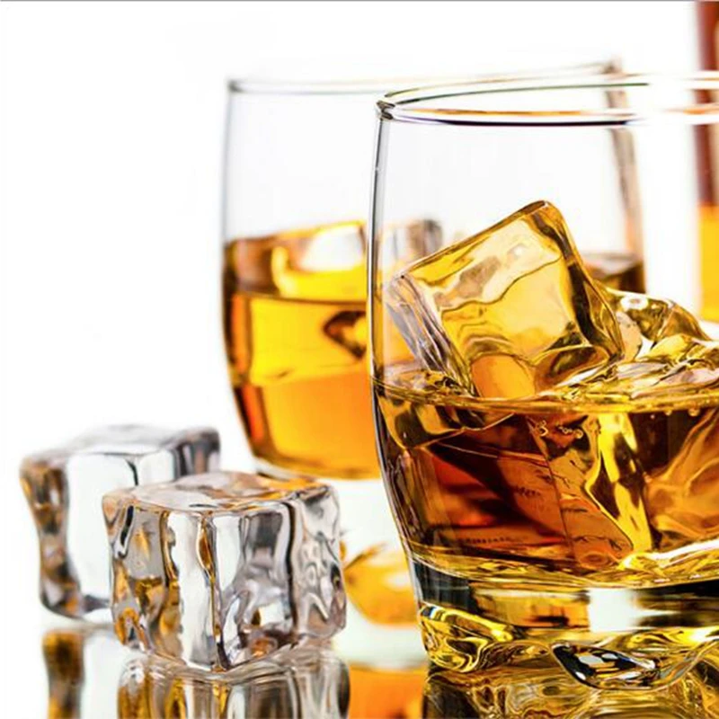 

100pcs Clear Fake Ice Acrylic Simulation Ice Cube Transparent Square Display Fit for Home Decoration JCX9157