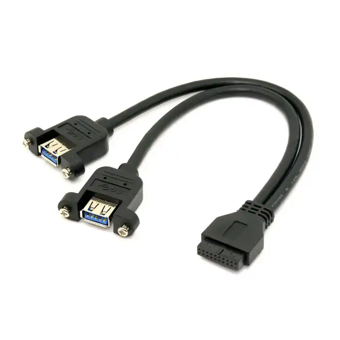 Cable Length: 30cm, Color: Black Cables Black /& Blue USB3.0 USB 3.0 Dual Ports Female Screw Mount Type to Motherboard 20pin Header Cable 20cm 30cm 0.2m 0.3m