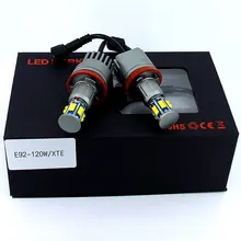 1 комплект в партии, 2*120 Вт 240 H8 Ангельские глазки Светодиодный Маркер ХТЕ 4800LM белый 6500K для BMW E90 E92 X5 E71 X6 E82 M3 E60 E70 белый 12V