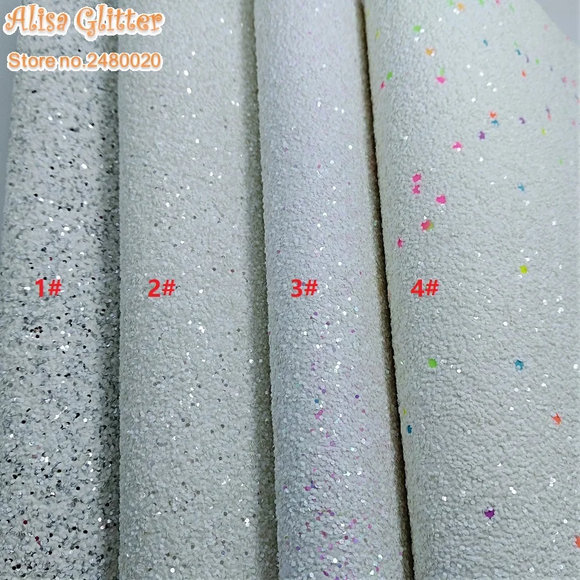 

1PCS A4 SIZE 21X29cm White Glitter Synthetic Leather Fabric Pu leather Fabric For Bow DIY handbags shoes C22B
