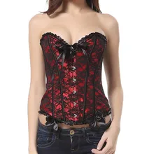 Red And Black Lace Victorian Corset Lingerie Sexy Corsage Gothic Clothing Plus Size Corsets And Bustiers 6XL Korsett For Women