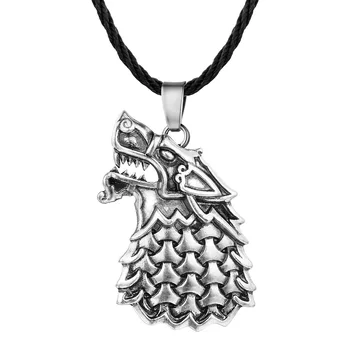 

24 Pcs/Lot stark Nordic hot jewelry Animal ferocious wolf head pendant necklace Men's Slavic Bulk Wholesale
