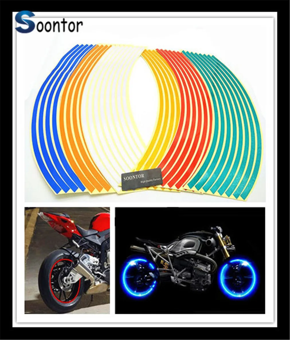 Strips Motorcycle motorcross Wheel Sticker Reflective Decal Rim Tape for Aprilia FUTURA RSV MV Agusta BRutale 675 | Автомобили и