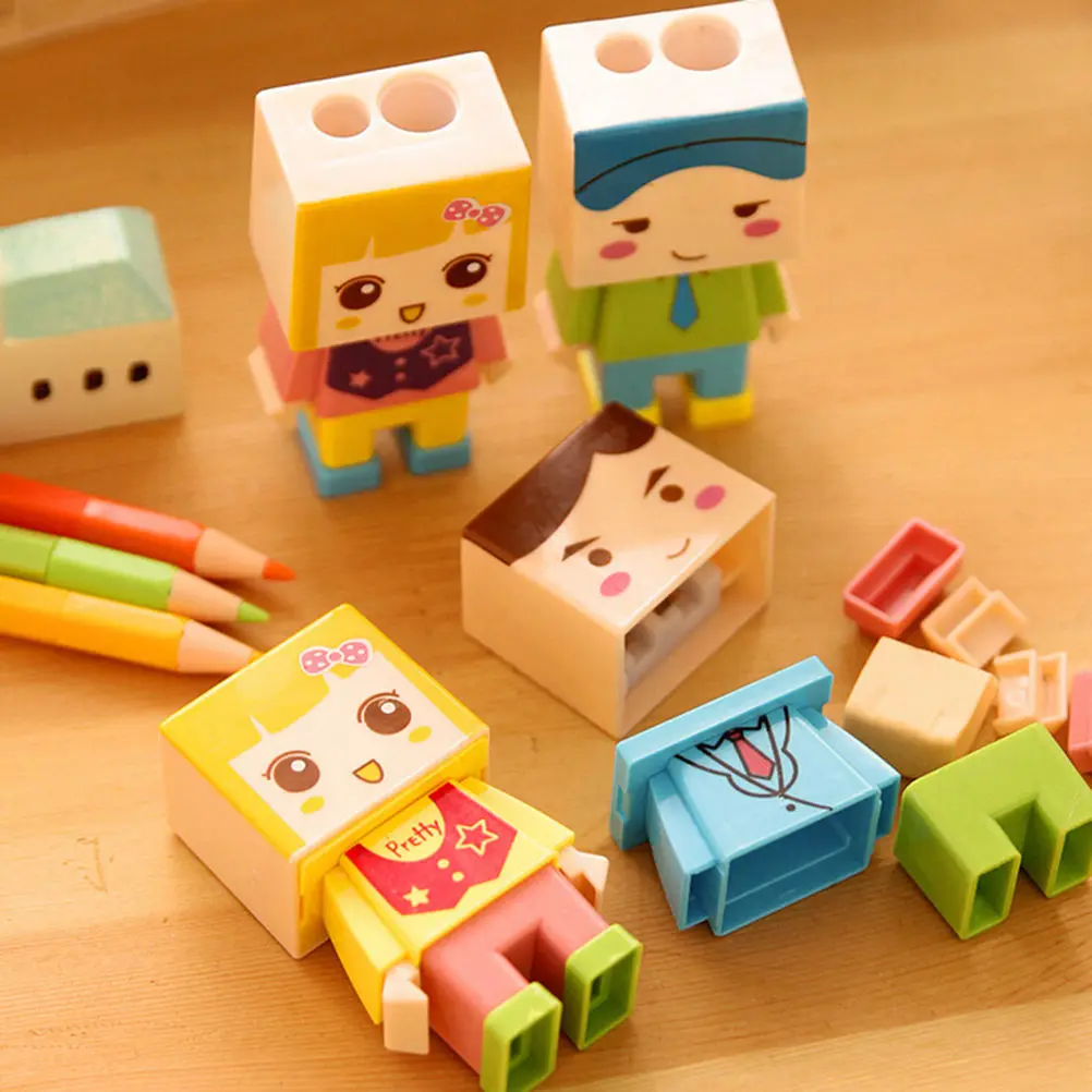 1 шт. двойное отверстие мультфильм злодей DIY/точилка для карандашей мальчики девочки собранные школьные принадлежности
