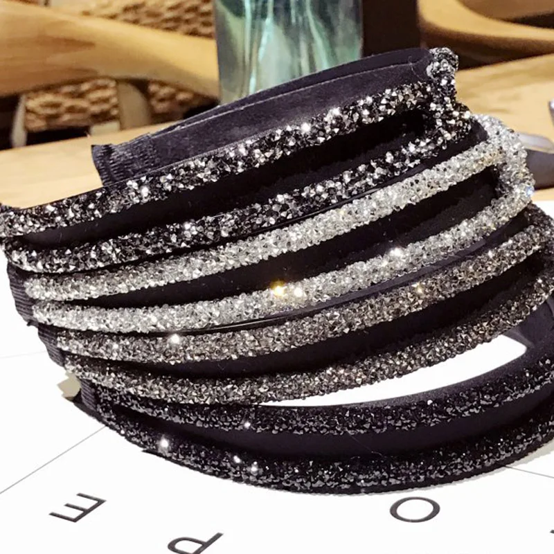 New Fashion Rhinestone Crystal Cross Hair Bands Unique Design Wide Hairband Headbands for Women Girl Shiny Hoop Hair Accessories