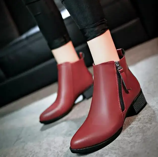 XDA New Autumn Winter Women shoes Female Side zipper pointed toe Boots Women Ankle boots Vintage Fashion Martin boots