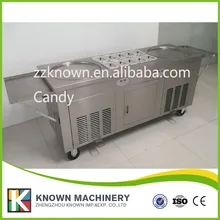 Free ship to Russia 110V 220V Refrigerant R410a freezer double pan fry ice cream machine with double clearance